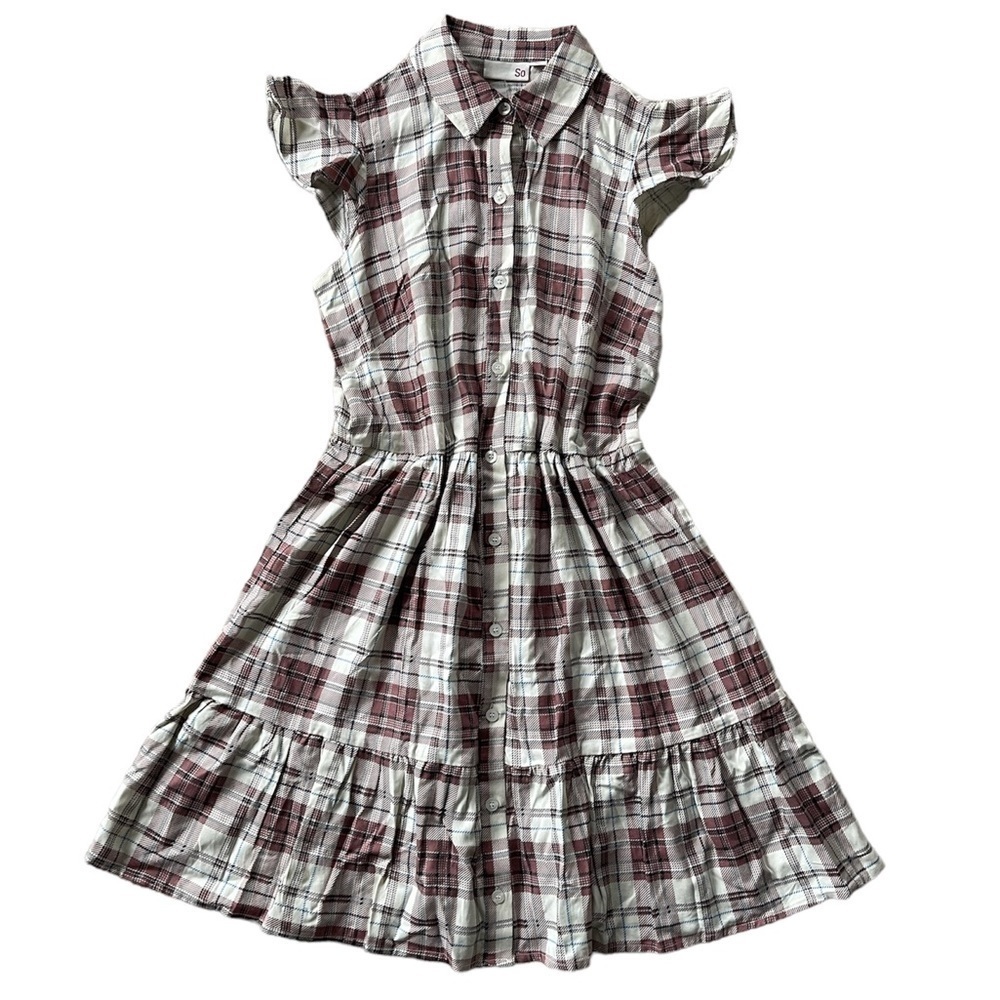Juniors' SO Tiered Button Front Flutter Sleeve Dress